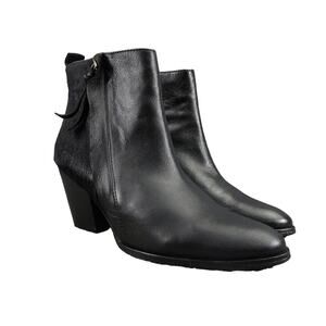 Jigsaw Shoes Womens 40 Booties Leather Calf Hair Fashion Classic Timeless Black